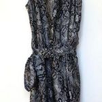 AQUA Floral Lace Print Wrap Dress in Black and White M Photo 0