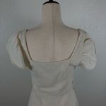 ZARA  button up ruffle sleeve linen blend *belted cream A-line mini dress S Photo 3