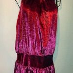Ramy Brook Women Ellin Velvet Halter Neck Mini Dress Smocked Waist Red L Photo 0