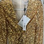 Badgley Mischka Modele Gold Sequin Midi Dress Photo 2