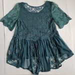 Free People  Lace Embroidered Peplum Blouse Photo 5