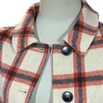 Ott Flannel Shirt Jacket‎ Oatmeal Red Black Plaid Medium / Large Photo 1