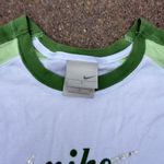Nike Y2K 90s  women’s babydoll tshirt green white logo gray tag size LARGE Photo 7