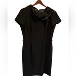 Tahari Women's Black Knee Length Dress Size 12 Shawl Collar Business Photo 9