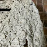 Vintage 90βs Cream crochet cardigan with ruffle sleeves and tie front Photo 5