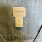 Chico's Chico’s Blue Side Cinch T-Shirt V-Neck Lightweight Short Sleeve EUC Sz M Photo 3