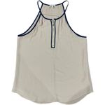 Naked Zebra Size L Womens Tank Top Blouse Shirt Beige Sleeveless Keyhole Layered Photo 3