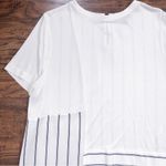 St. John  • alternating stripes contrast tee top popover cream black patchwork Photo 1