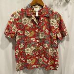 Jones New York Adorable 90’s-Y2K rose peach floral short sleeve linen blend breezy blouse Photo 0