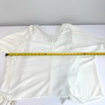 Hummingbird  Open-Front Cardigan Shawl with a Lace Lattice Trim White Photo 4