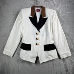 Sassco‎ Blazer Women's Size 10 White Brown Black Gold Buttoned Vintage Coat Photo 1