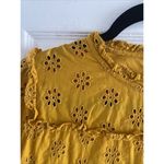 J.Crew Women's XS Mustard Yellow Ruffle Eyelet Top Casual Boho Preppy Photo 2
