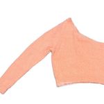 Le lis Pink Fuzzy One Shoulder Long Sleeve Cropped Sweater Photo 3
