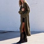 Free People  Shayla Beach Robe Olive Terry Duster Open Front Oversized Sz Medium Photo 10