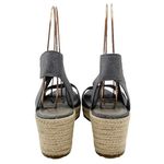 Eileen Fisher  Willow Wedge Cross Strap Espadrille Gray Metallic Leather Size 9 Photo 9