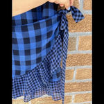 Tularosa Jenny Blue And Black Buffalo/gingham Plaid Wrap Mini Dress medium Photo 4