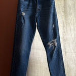 Levi's Levi’s Premium Wedgie High Rise Jeans Distressed Ripped Knee Dark Denim Size 28 Photo 0