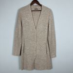 J. McLaughlin Duster Cardigan Sweater Womens Small Beige 100% Wool Snap Button Photo 1