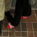 Lulus Red Satin Pumps w Silver Bows Photo 3