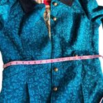 Free People Vintage Gypsy Jacquard Teal Military Coat Photo 8