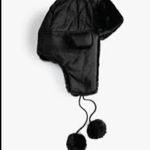 D&Y BLACK FAUX FUR HAT POM POMS Photo 4