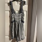 American Eagle  Size Small Blue & White Striped Romper with‎ Cutout and Pockets Photo 2