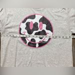 Gildan  Gray Tee with Pink and Black cow print Smiley Photo 5