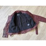 ALLSAINTS  Women’s Burgandy Lined Leather Jacket Gidley Biker Moto US Size 2 WARM Photo 3