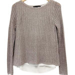 White House | Black Market Gold Sparkly Knit Layered Shirt Sz XS Photo 0