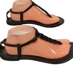 J.Jill Sutra T-strap Thong Sandals Size 9 Brown Leather Braided Flats Boho Beach Photo 1