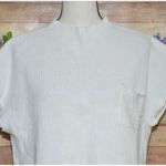 Olivaceous Ladies White Crop Cap Sleeve Sweater Top Size L Ribbed Mock Neck Photo 2