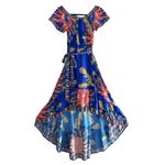 Flying Tomato Royal Blue Floral High Low Ruffle Off Shoulder Dress Medium M Photo 2