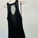 THEIA Women's Black Matte Mesh Cut Out Back Fitted Gown Maxi Dress Size 4 Photo 8