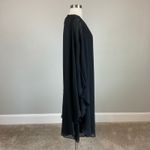 Slny Black Beaded Chiffon Shift Cocktail Dress with Capelet Size 16W Cut Out Photo 2