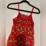 Vintage Red Tropical Print Lace Photo 7