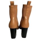 Open Edit Tan Faux Leather Sock Booties Pointed Toe Block Heel Boots Size 8M Photo 3