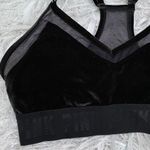 PINK - Victoria's Secret VS PINK SPORT PLUSH BLACK VELVET AND MESH LIGHTLY LINED SPORTS BRA Photo 1