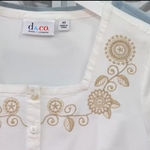 Denim & Co Vintage Embroidered Short Sleeve Chambray Blouse A233794 Size 2X Photo 1