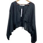 IRO NEW Womens 44 (12) Drinera Puff-Sleeve Crop Top Shimmery Black Front Tie Photo 1