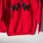 Tultex Vintage 80s 90s Scottie Dog Sz M Sweatshirt Red Collar Heart USA Made Photo 2