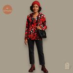 LuLaRoe Eliza Hoodie Sweatshirt Women’s Small Red Black White Floral Long Sleeve Photo 7