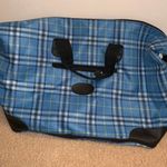 Blue plaid tote bag black straps Photo 0