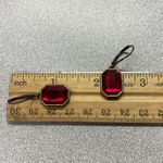 Signed NR Vintage Red Emerald Cut Leverback Dangle Earrings Antique Gold Tone Photo 8
