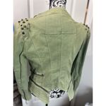 Fashion SX Womens Rivet Canvas Jacket Zipper Moto Biker Denim Coat Green S 80s Photo 1