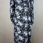 Free People Long Sleeve Jaymes Square Neck Midi Dress Size M Medium Blue Floral Photo 0