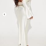 FashioNova Satin White Long Sleeve Dress Photo 6