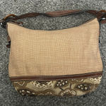 Fossil Woven Straw & Patterned Fabric Hobo Shoulder Bag with Leather Trim Photo 0