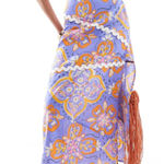 ASOS  Strapless Dress tile printed rikrak womens Purple size 14 party resortwear Photo 0