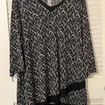 Black & White Catherines Black White Geometric Tunic Top Chiffon Hem 3/4 Sleeve Chic Work Wear Photo 0