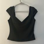 Black Cropped V Neck Shirt Size M Photo 0